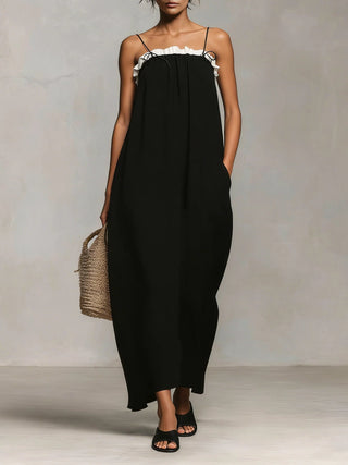 Mirelle™ | Vestido Maxi con Bloques de Color y Tirantes Delgados