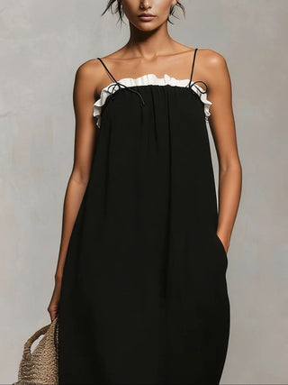 Mirelle™ | Vestido Maxi con Bloques de Color y Tirantes Delgados