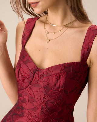 El Vestido Midi Jacquard Rojo Sweetheart