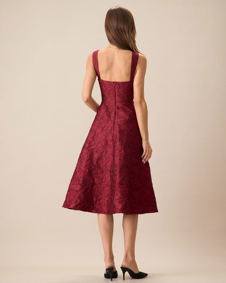 El Vestido Midi Jacquard Rojo Sweetheart