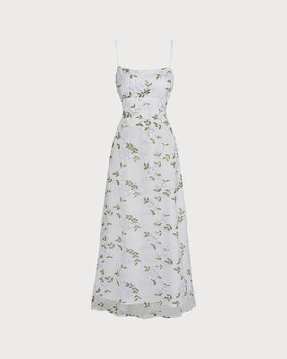Vestido Maxi Slip Floral Blanco