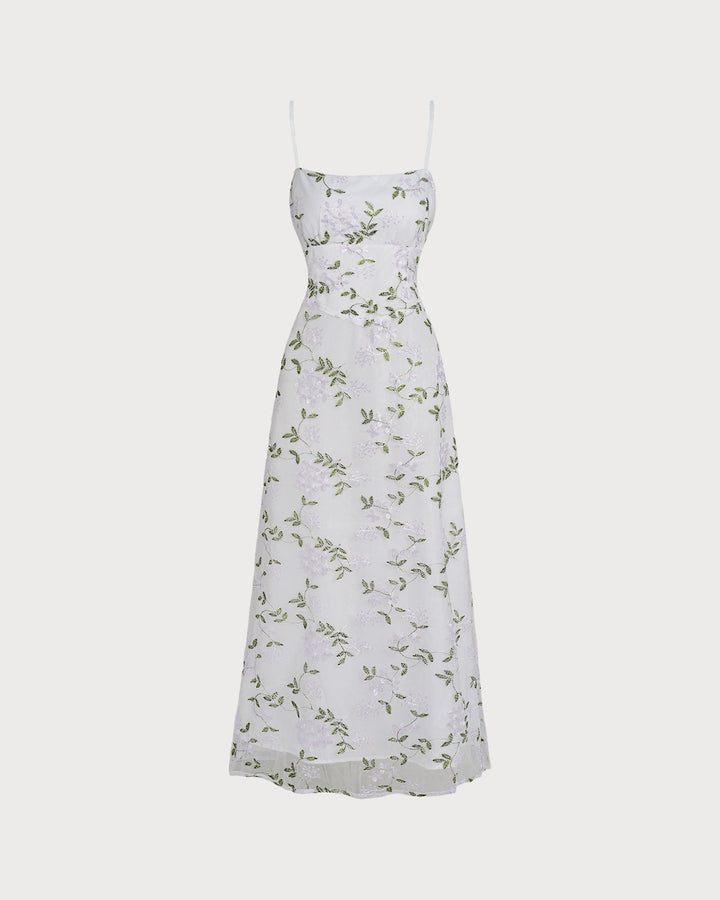 Vestido Maxi Slip Floral Blanco
