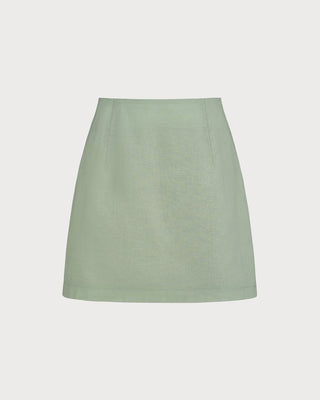 Falda Mini A-Line Sólida Verde