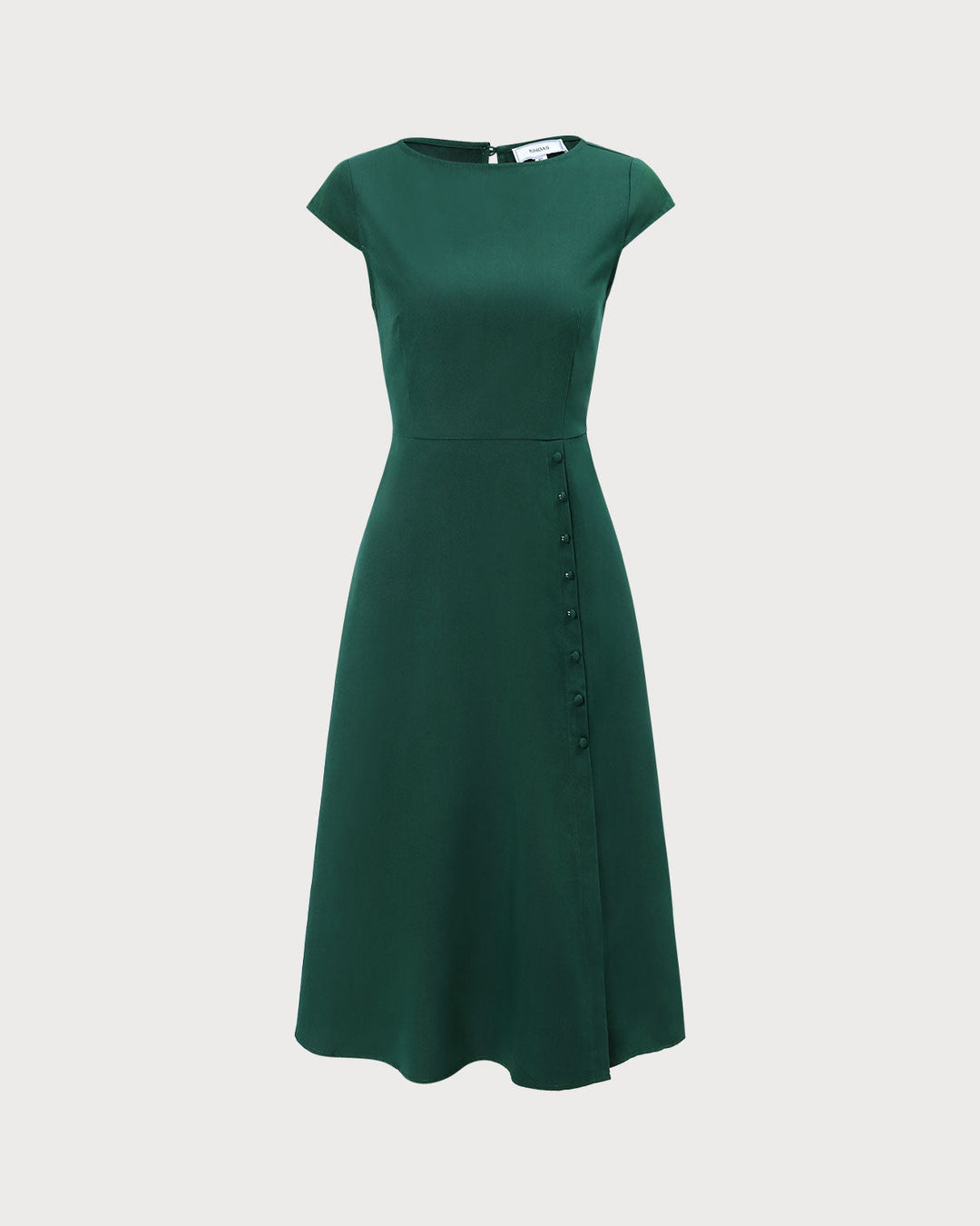 El Vestido Midi Verde con Escote Barco y Corte en la Espalda