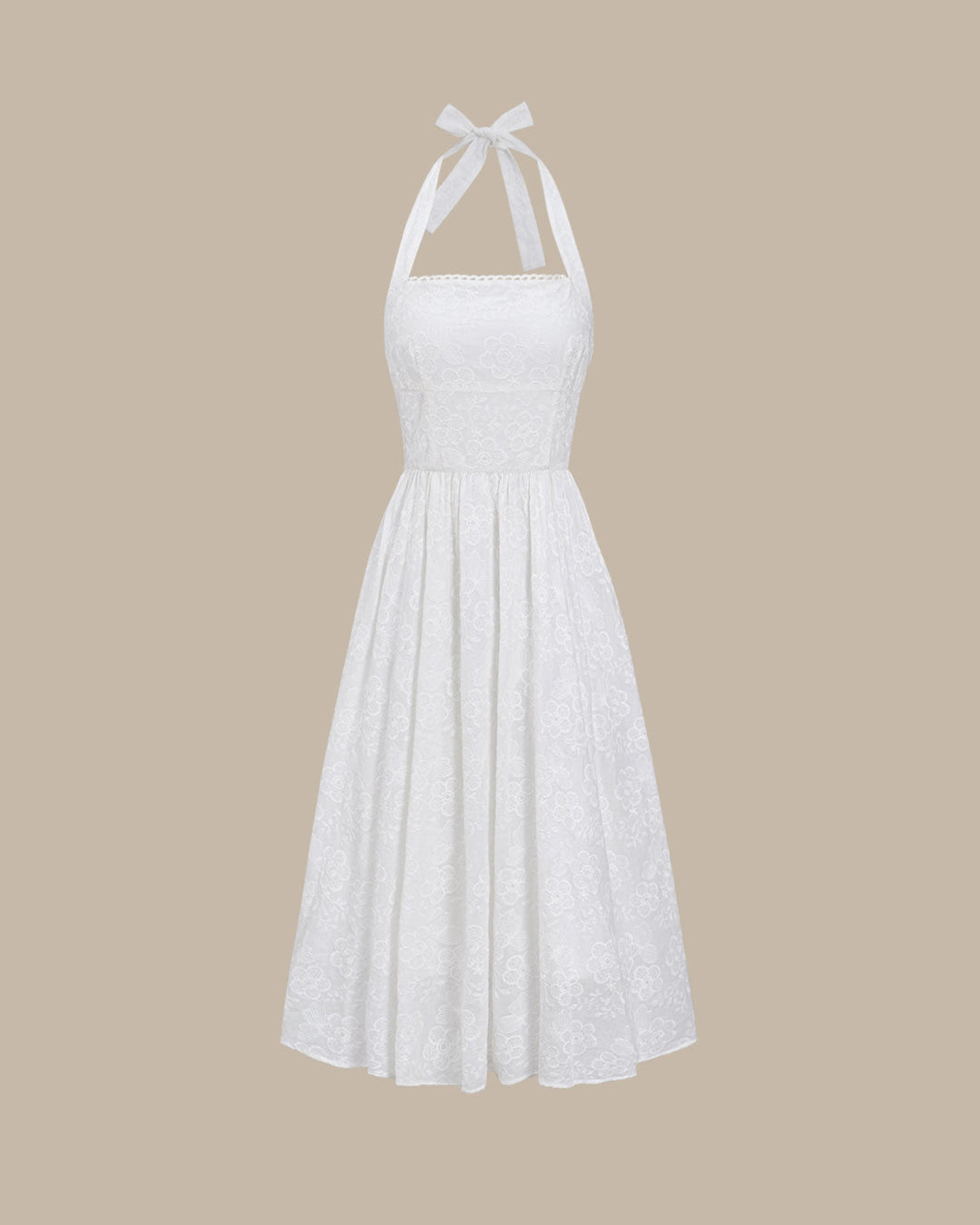 Vestido Midi Halter Bordado Blanco