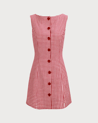 El Vestido Mini de Cuello Barco a Rayas Rojas