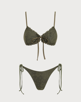 Conjunto de Bikini Jacquard Verde Ejército