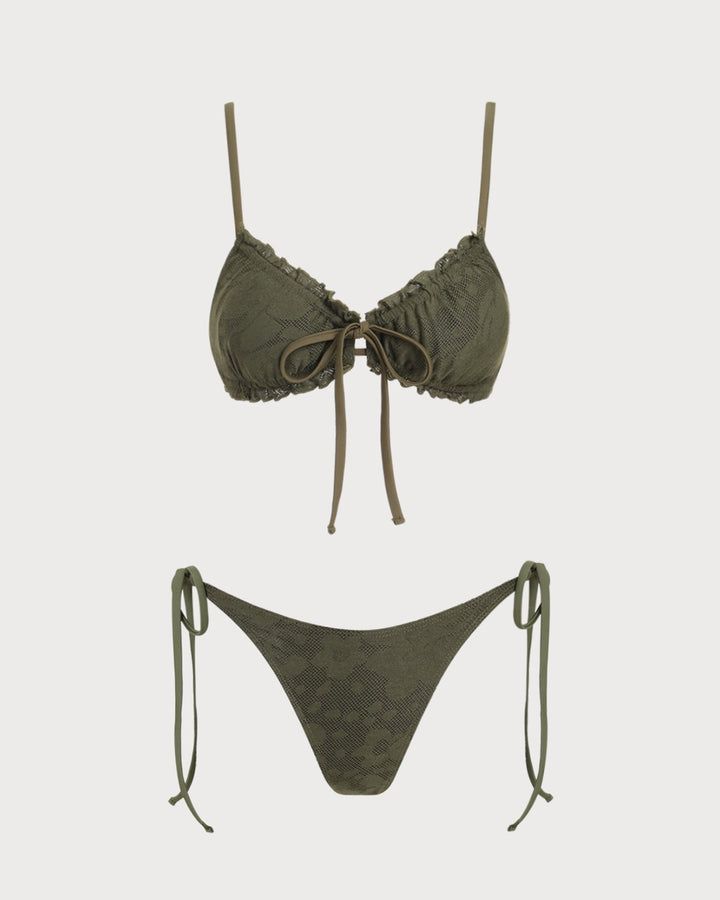 Conjunto de Bikini Jacquard Verde Ejército