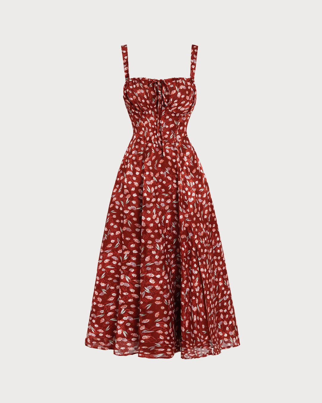 Vestido Midi Deslizante Floral Color Vino