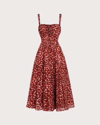 Vestido Midi Deslizante Floral Color Vino