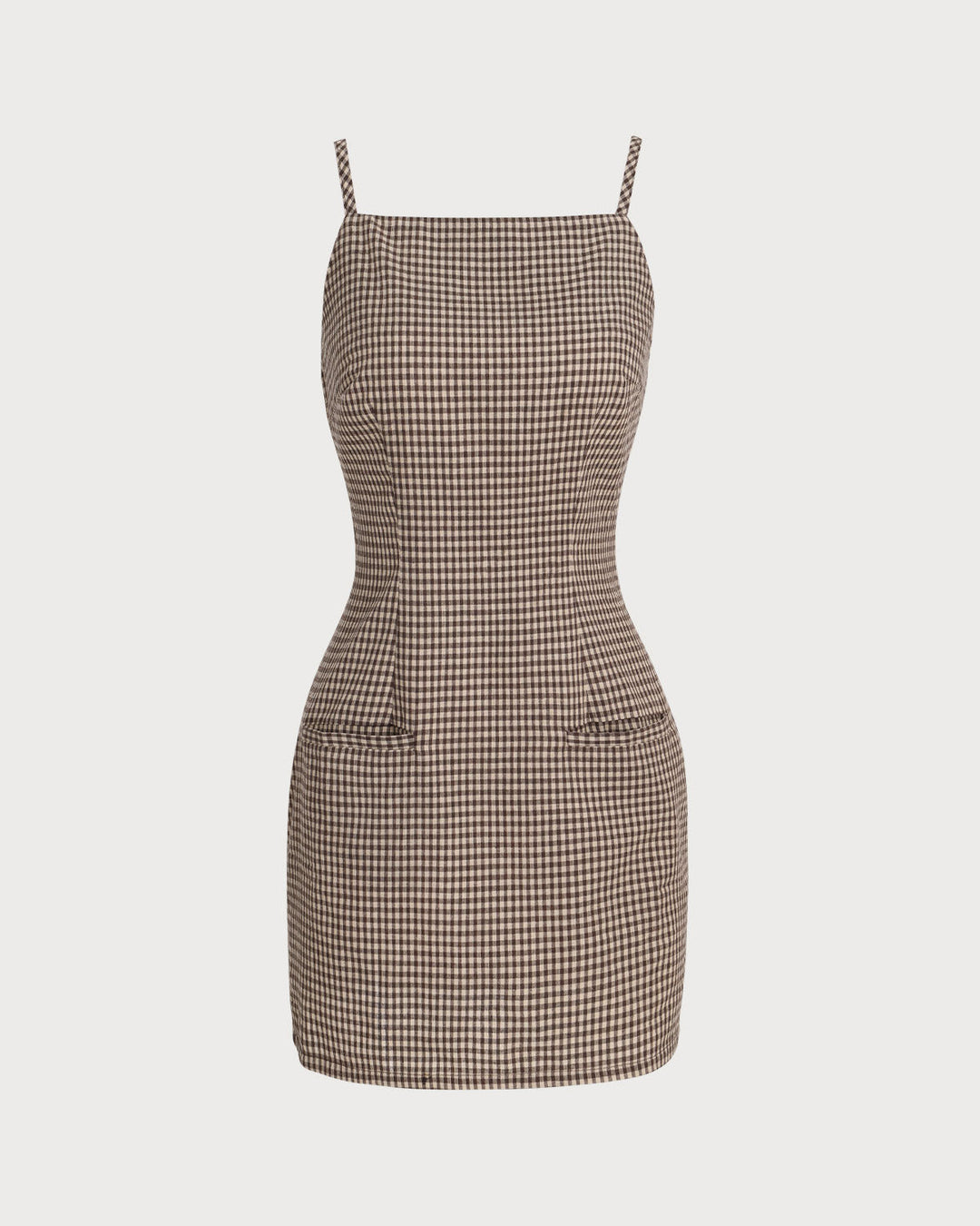 Vestido Mini de Cuadros Gingham Marrón