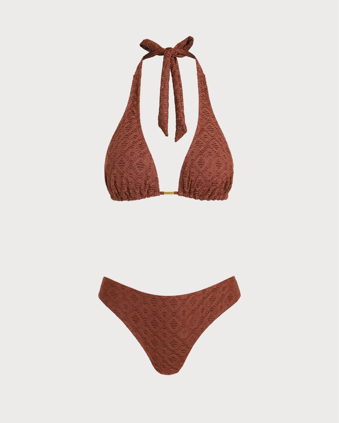Conjunto de Tres Piezas Marrón Jacquard