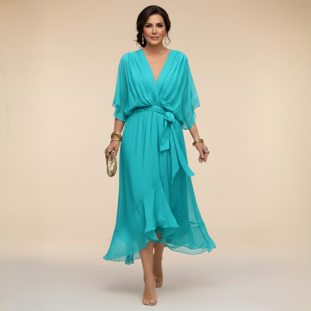 Isabella | VESTIDO DE CHIFFON CON ESCOTE EN V