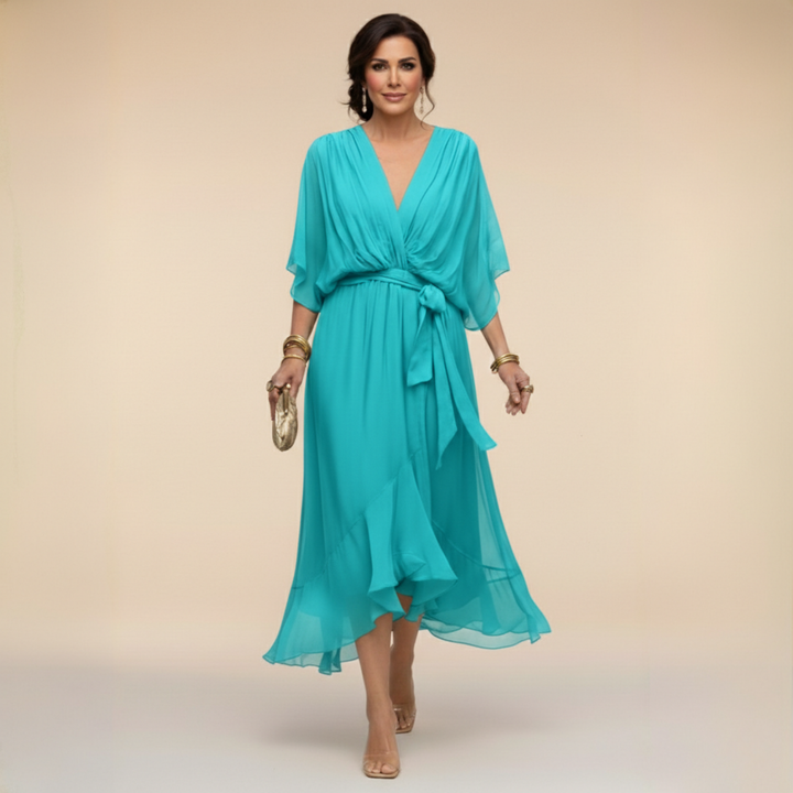 Isabella | VESTIDO DE CHIFFON CON ESCOTE EN V