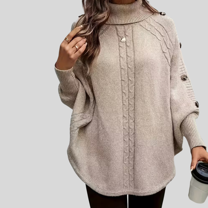 AULIORA | Léa Mujer Poncho de Cuello Alto Torcido