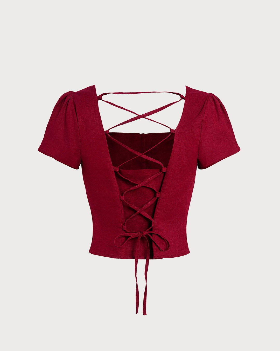 Blusa Roja de Cuello Cuadrado con Lazo Cruzado