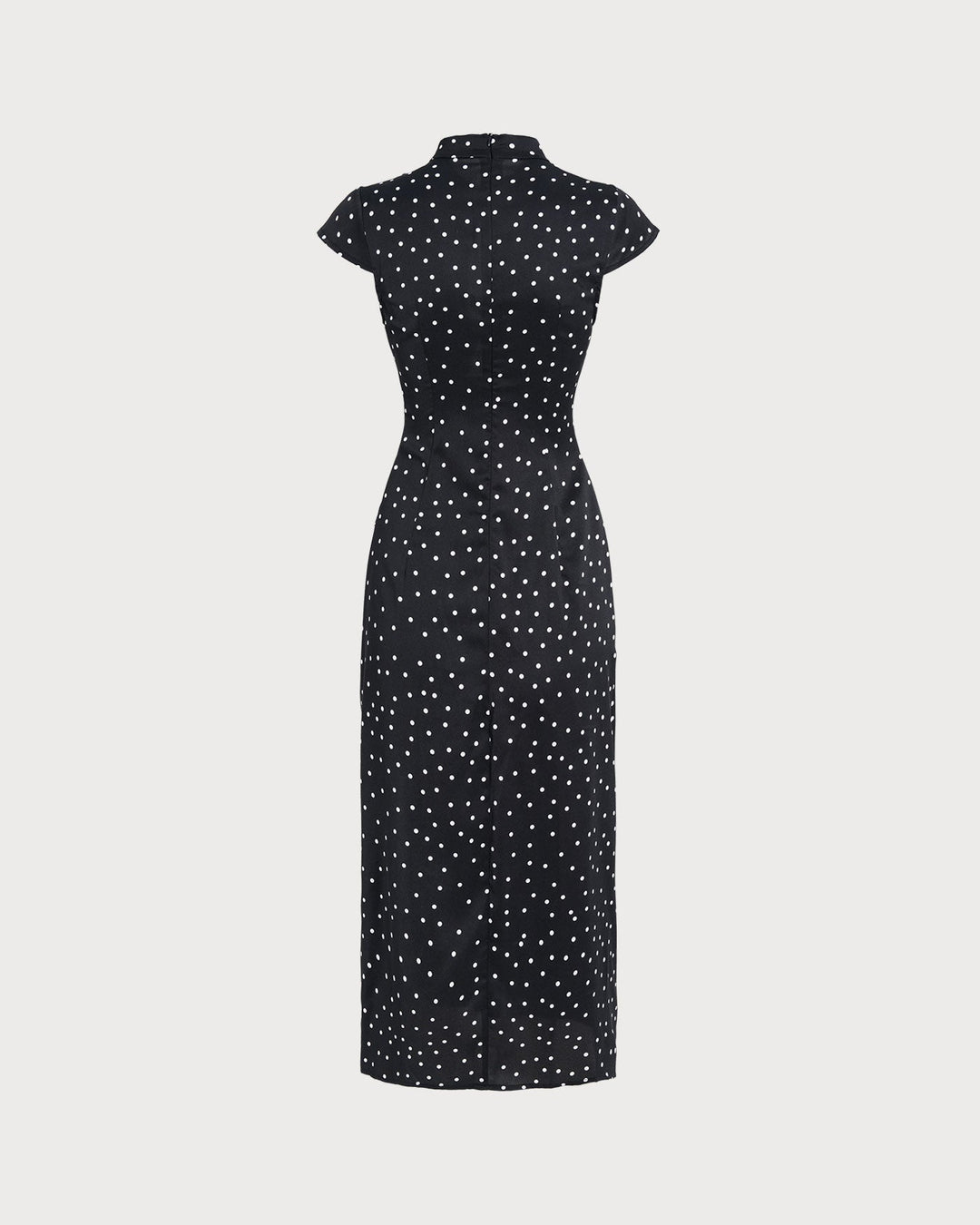 Vestido Midi de Lunares con Cuello Mandarin