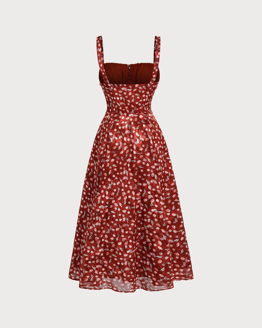 Vestido Midi Deslizante Floral Color Vino