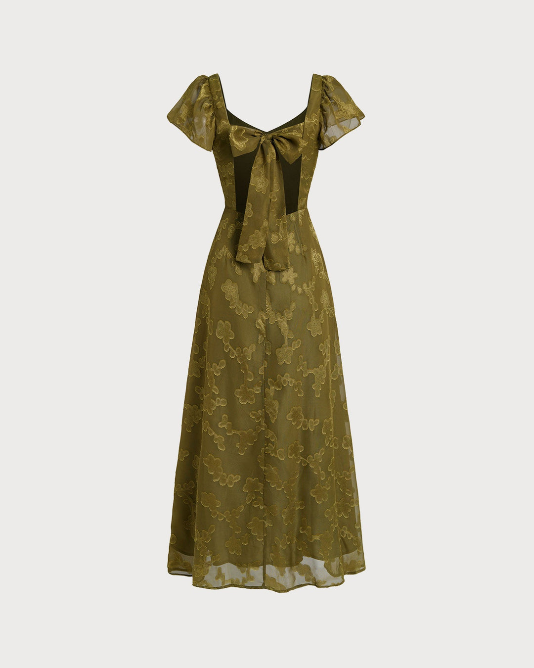 Vestido Maxi Jacquard Verde Corazón