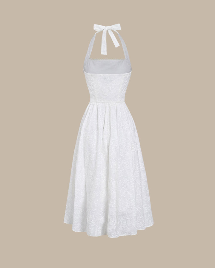 Vestido Midi Halter Bordado Blanco