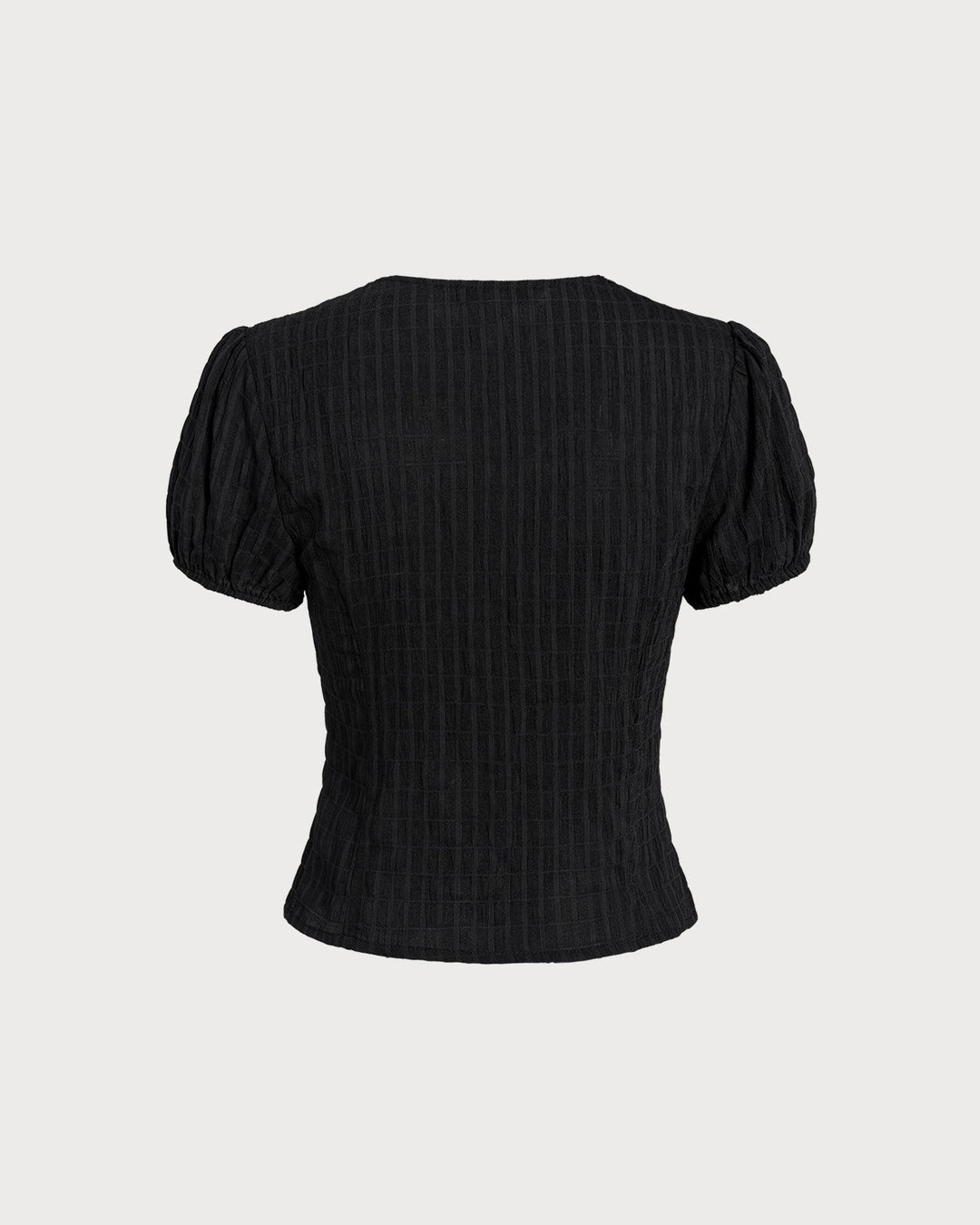 Blusa de Botones de Encaje Jacquard Negra