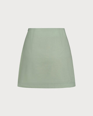 Falda Mini A-Line Sólida Verde