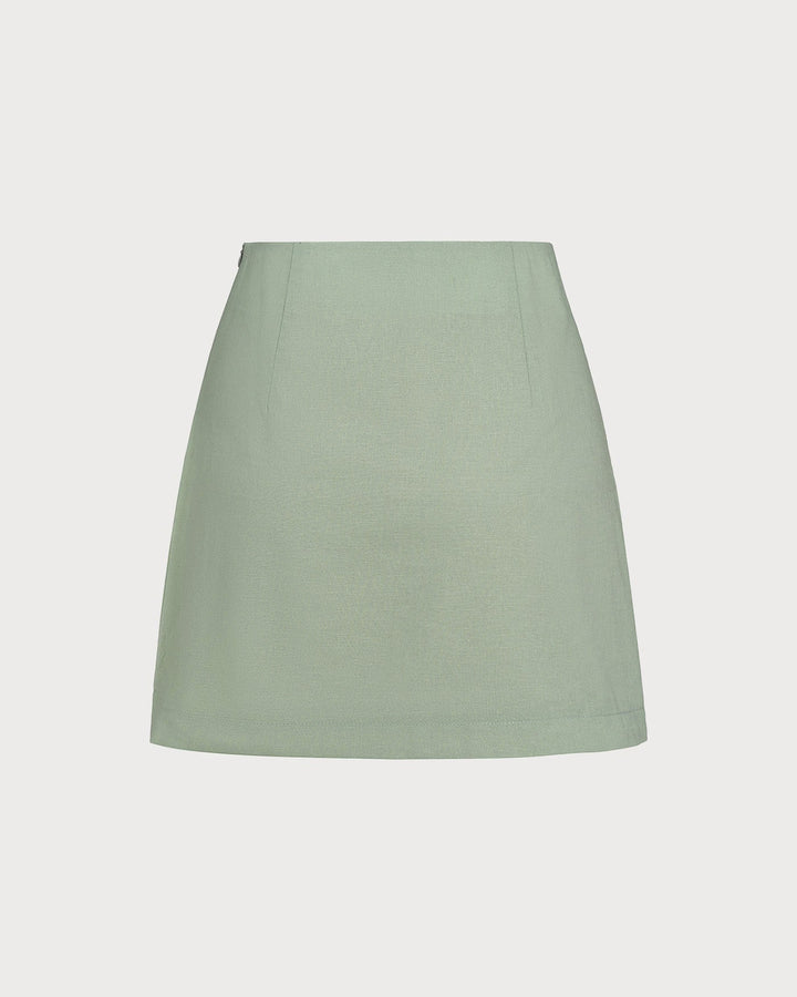 Falda Mini A-Line Sólida Verde