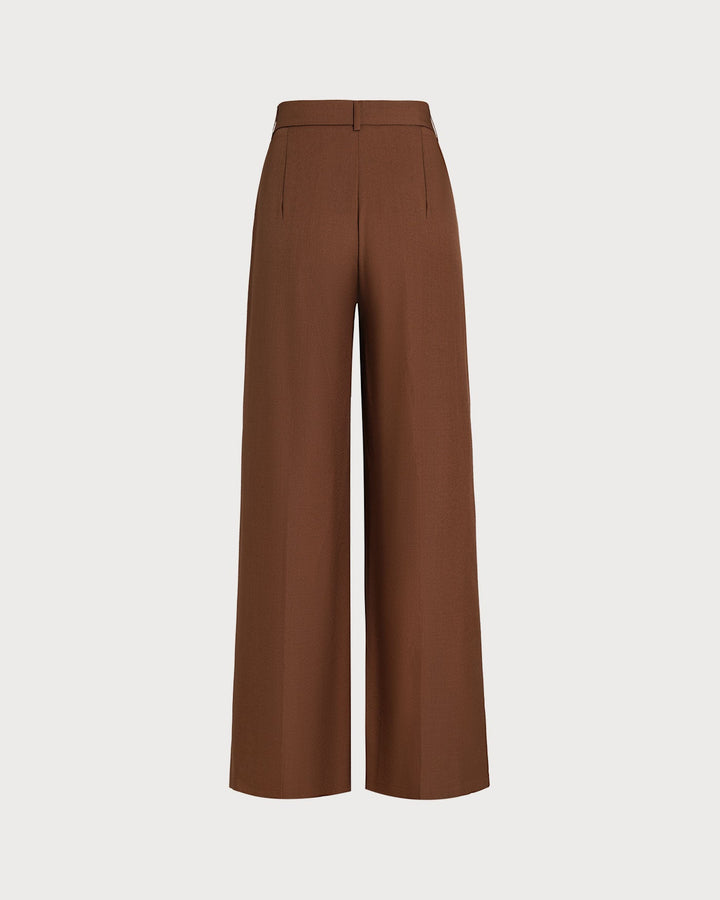 Pantalones Rectos de Cintura Natural Caramelo
