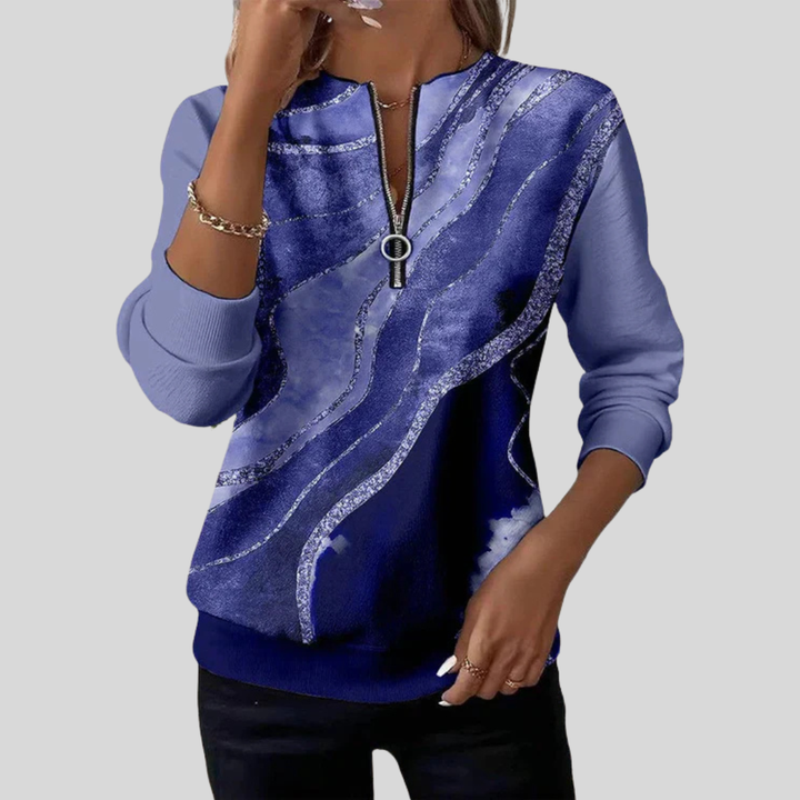 AULIORA | Sudadera de Mujer Mathilde con Cremallera y Diseño de Mármol