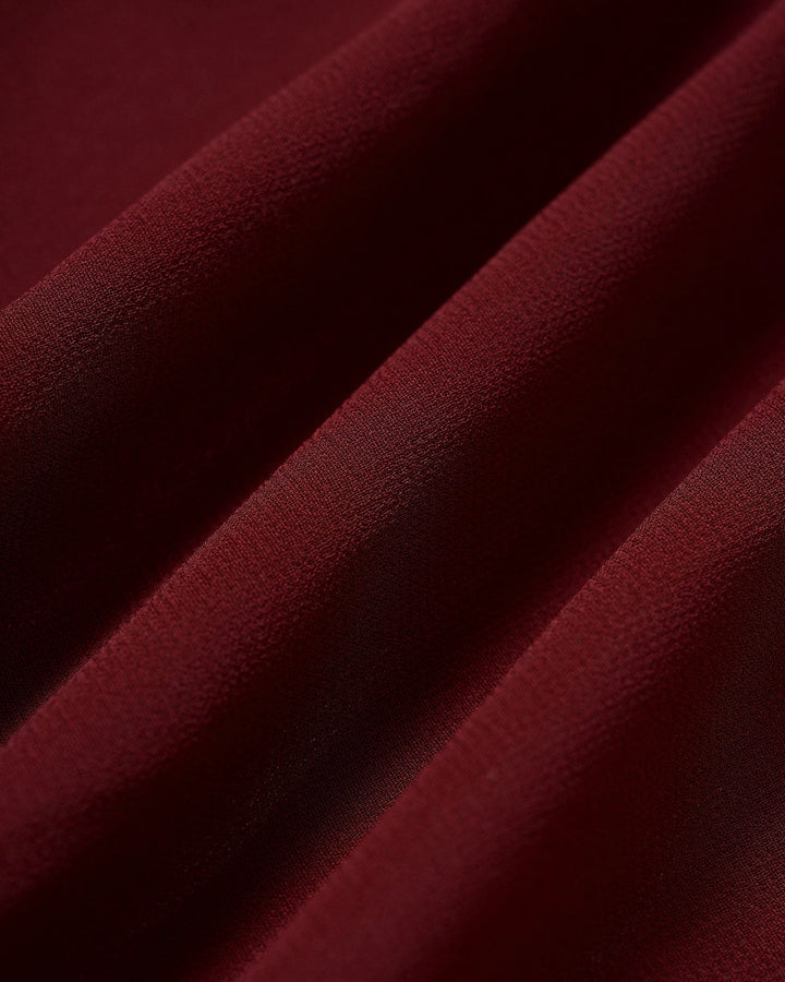 Vestido Midi Sin Mangas de Chiffon Rojo Vino