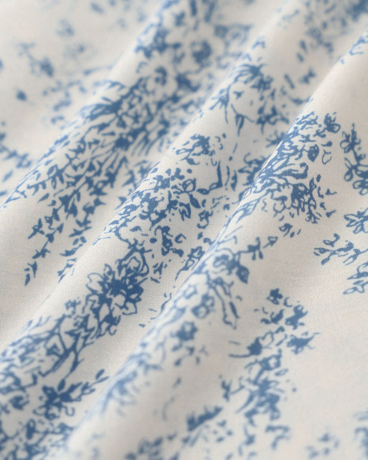 Vestido Mini Corsé de Tirantes Fruncidos con Estampado Floral Azul