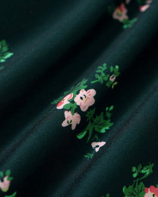 Vestido Midi Floral con Mangas Abullonadas Verdes