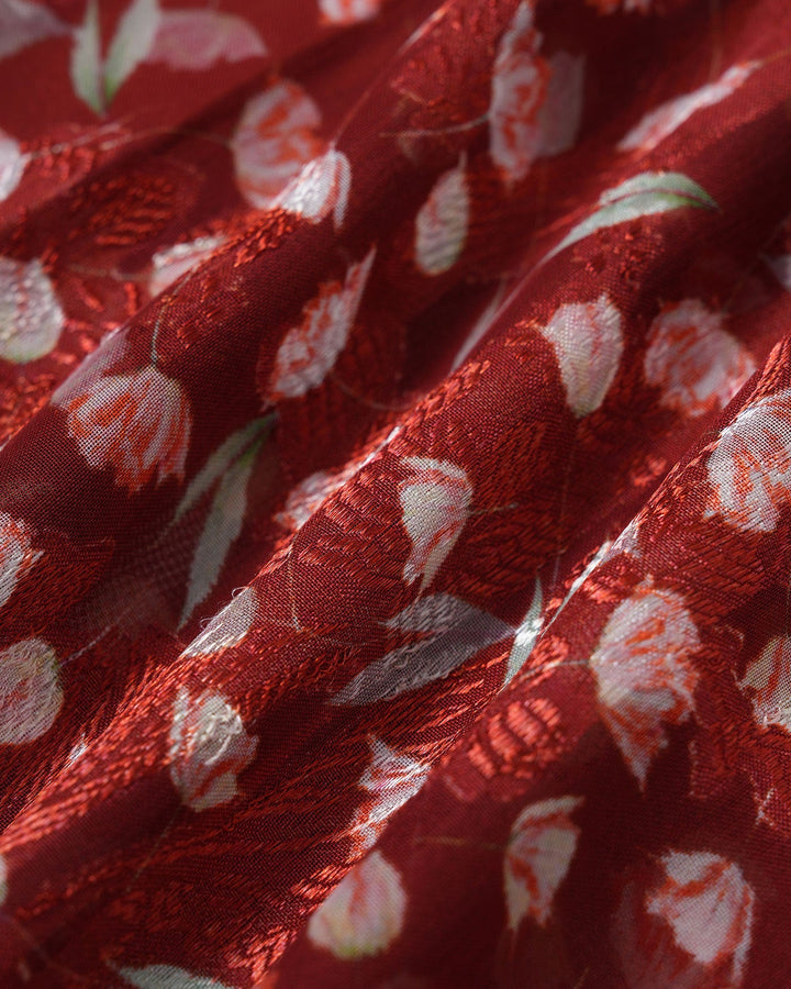 Vestido Midi Deslizante Floral Color Vino