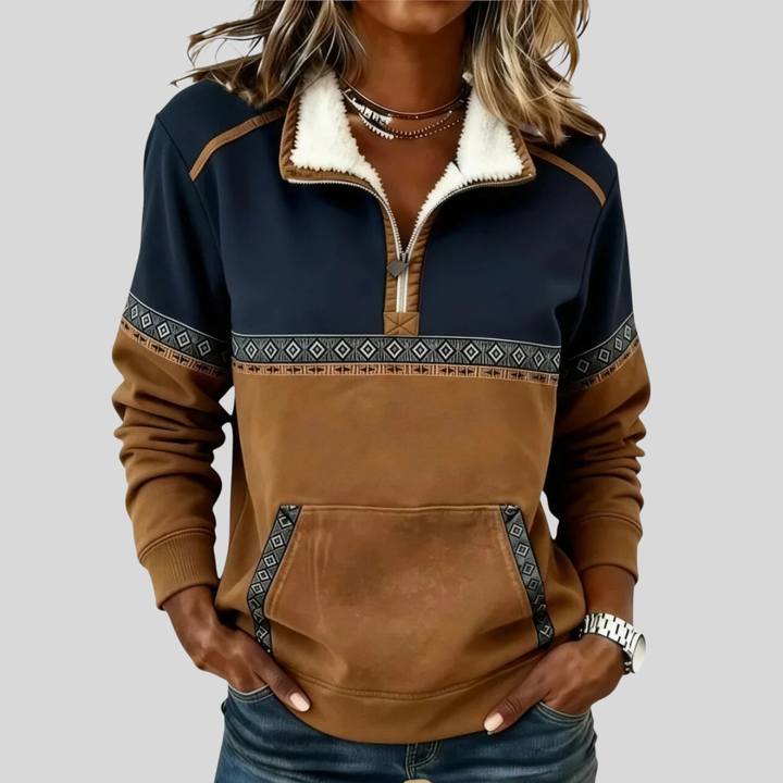 AULIORA | Suéter Bicolor Demi-Zip para Mujer Lucie