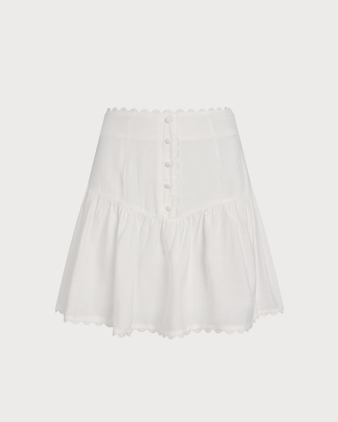 Falda Mini Arrugada con Botón Blanca