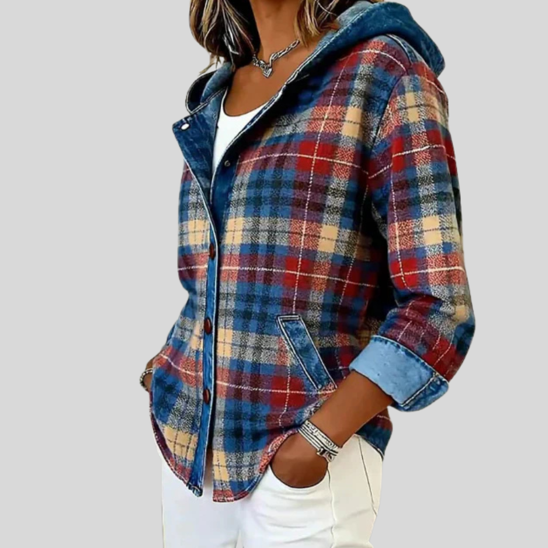 AULIORA | Camisa de Cuadros con Capucha para Mujer - Modelo Élina