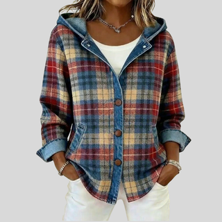 AULIORA | Camisa de Cuadros con Capucha para Mujer - Modelo Élina