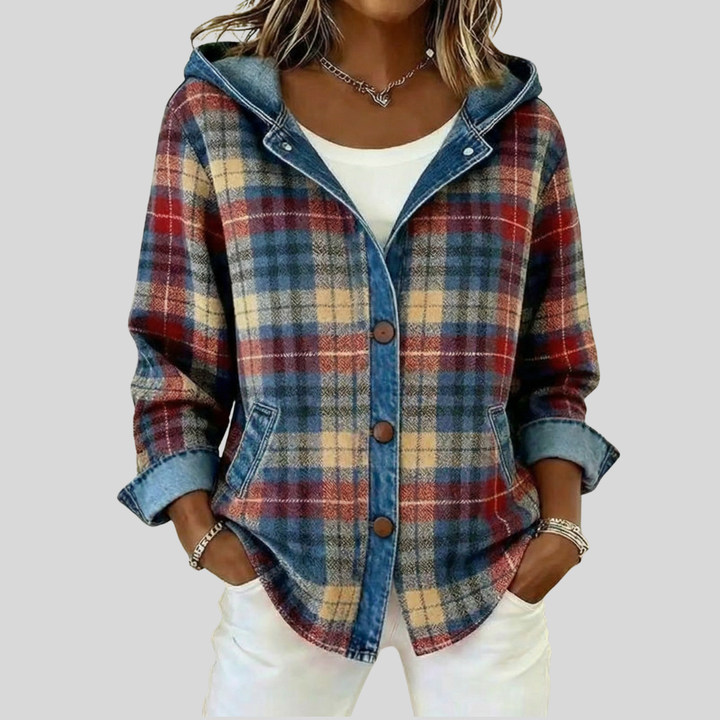 AULIORA | Camisa de Cuadros con Capucha para Mujer - Modelo Élina