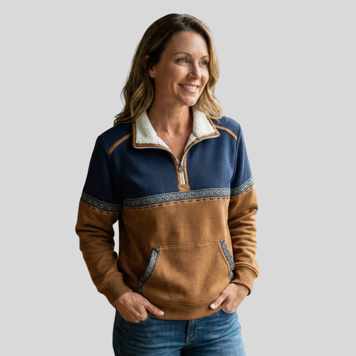AULIORA | Suéter Bicolor Demi-Zip para Mujer Lucie
