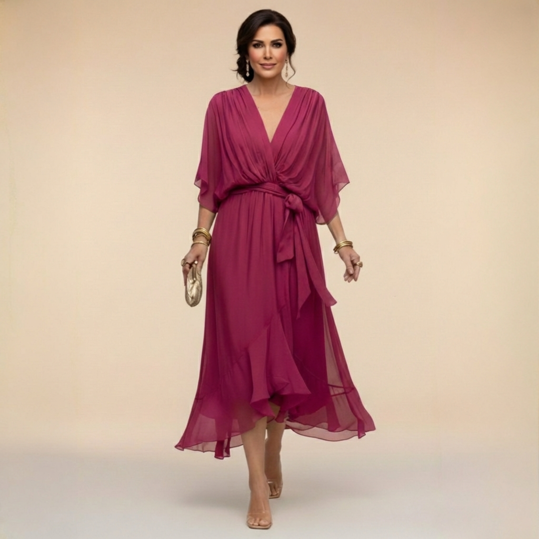 Isabella | VESTIDO DE CHIFFON CON ESCOTE EN V