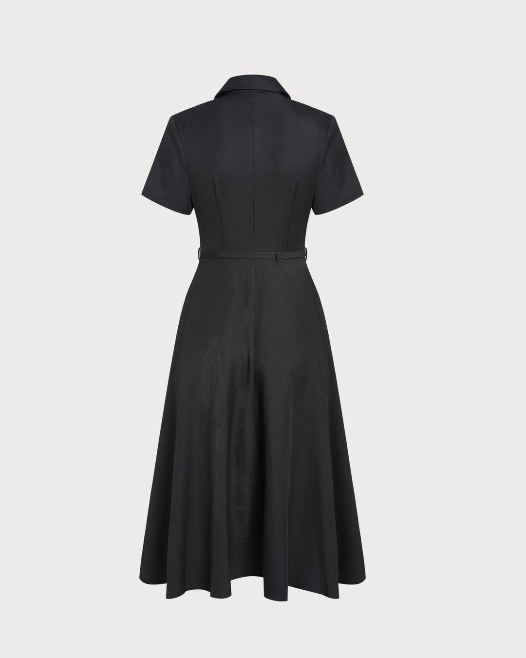 Vestido Midi A-Line Negro con Cinturón