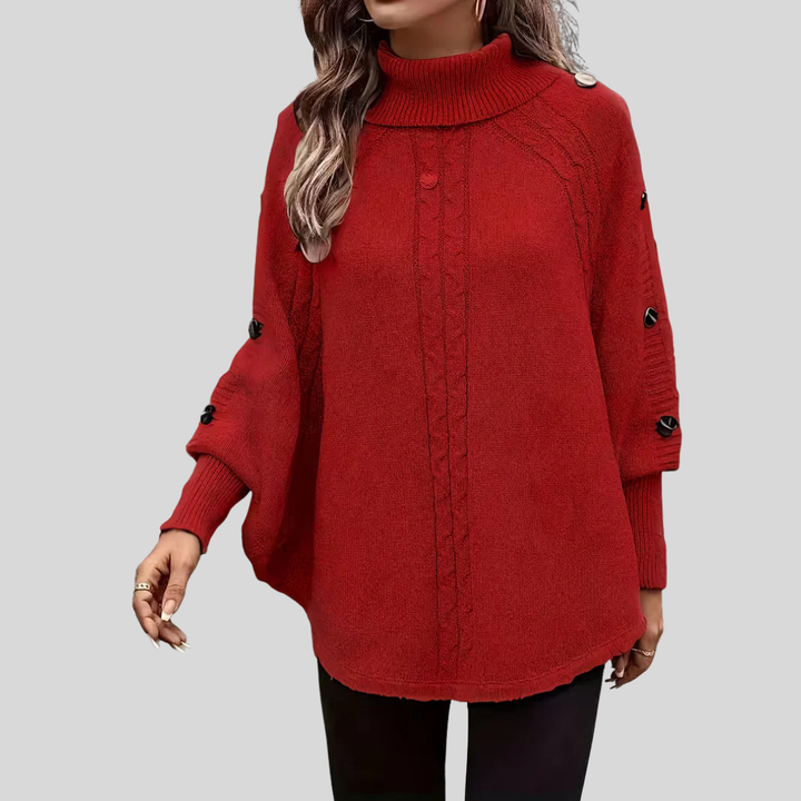 AULIORA | Léa Mujer Poncho de Cuello Alto Torcido