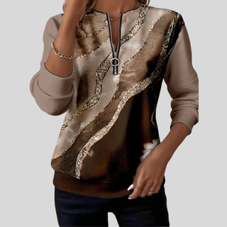 AULIORA | Sudadera de Mujer Mathilde con Cremallera y Diseño de Mármol