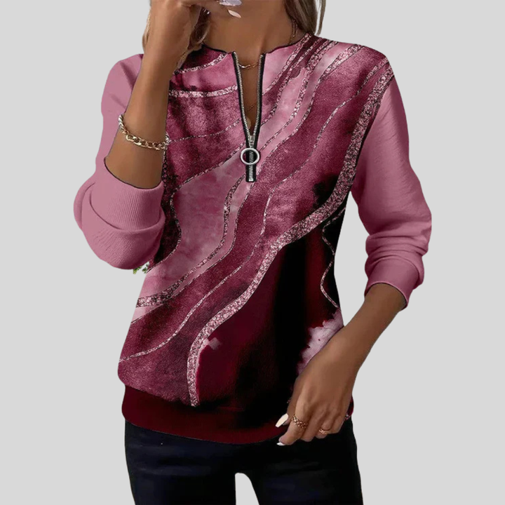 AULIORA | Sudadera de Mujer Mathilde con Cremallera y Diseño de Mármol