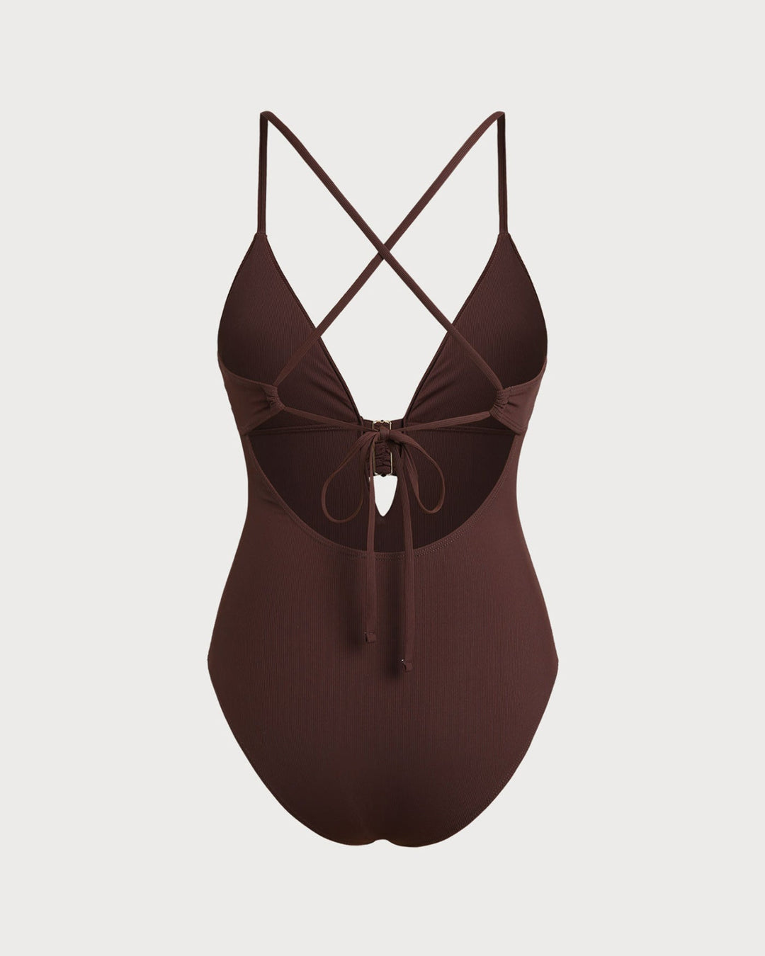 Traje de Baño de Una Pieza Marrón con Corte