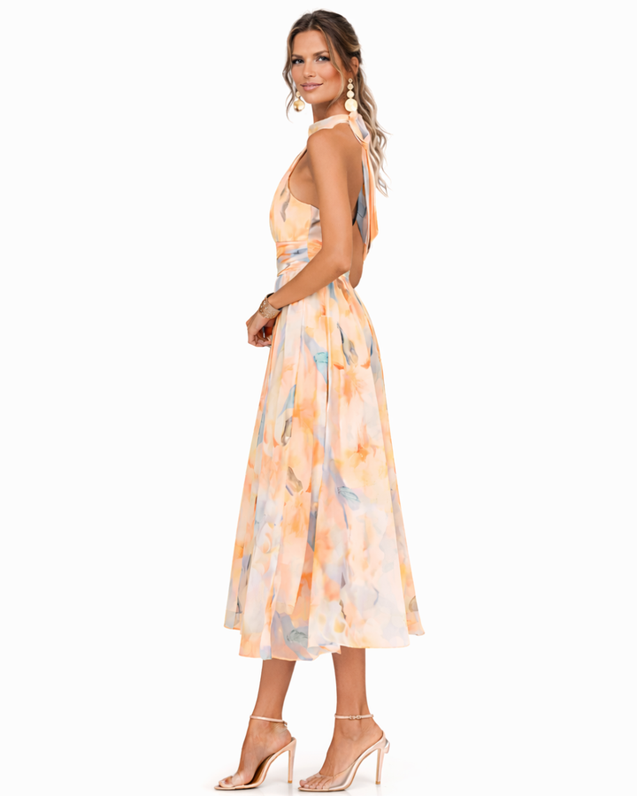 Aurora™ | Vestido con Escote Halter y Estampado Acuarela