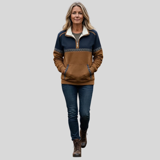 AULIORA | Suéter Bicolor Demi-Zip para Mujer Lucie