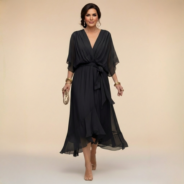 Isabella | VESTIDO DE CHIFFON CON ESCOTE EN V