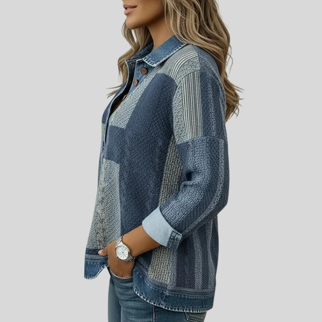 AULIORA | Suéter de Patchwork con Efecto Denim para Mujer Sylvie