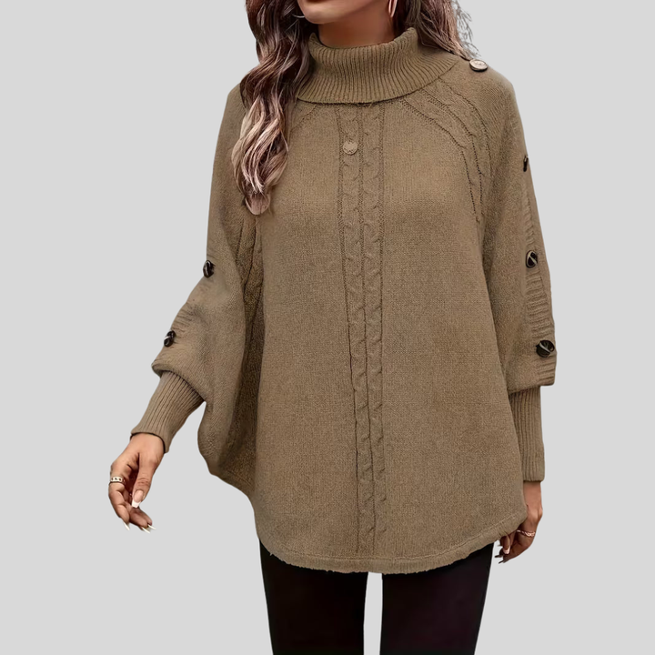 AULIORA | Léa Mujer Poncho de Cuello Alto Torcido